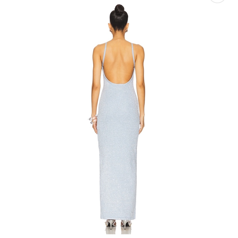 Sleeveless Light Blue Maxi Dress with Side Slit - Picture 2 of 2